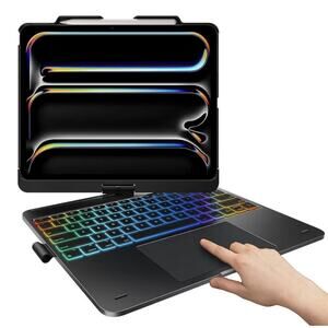 Typecase Flexbook Touch iPad Keyboard Case 12.9 13” Backlit Trackpad Black